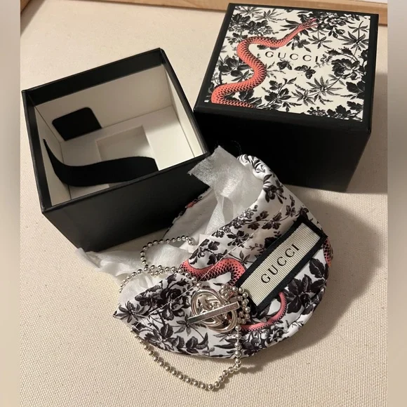 Gucci Interlocking G Boule Toggle Silver Necklace FULL INCLUSION - Picture 3 of 3